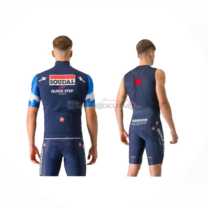 2024 Abbigliamento Ciclismo Deceuninck Quick Step Spento Blu Manica Corta e Salopette